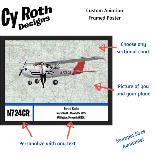 First Solo, Pilot License, Pilot Certificate, Achievement Poster, Framed Wall Art