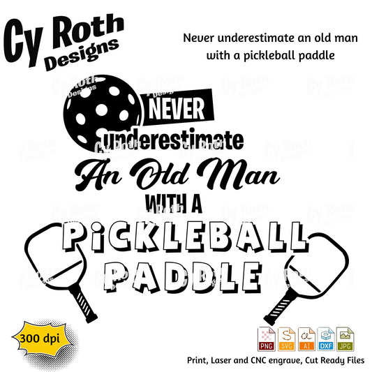 Pickleball svg png jpg ai dxf file, for Silhouette, Cricut, Vinyl Plotters, Laser, CNC and Sublimation. Great for DTF and DTG.