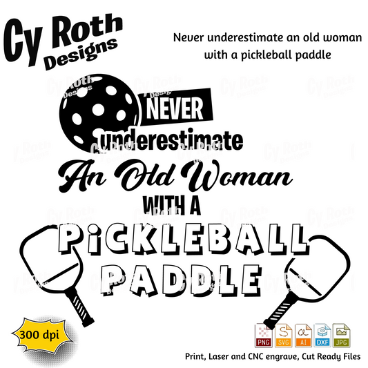 Pickleball svg png jpg ai dxf file, for Silhouette, Cricut, Vinyl Plotters, Laser, CNC and Sublimation. Great for DTF and DTG.