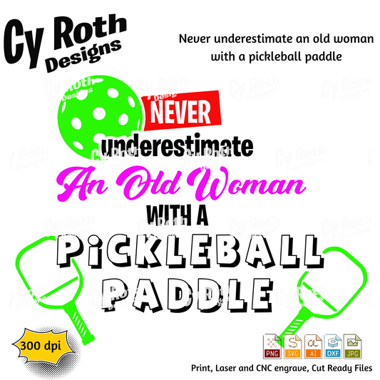 Pickleball svg png jpg ai dxf file, for Silhouette, Cricut, Vinyl Plotters, Laser, CNC and Sublimation. Great for DTF and DTG.