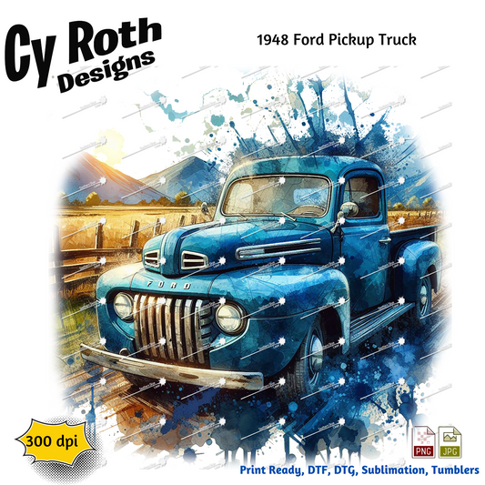 1948 Ford Truck Sublimation PNG JPG file, Wall Art 20oz skinny Tumbler, shirt PNG, Junk Journal image