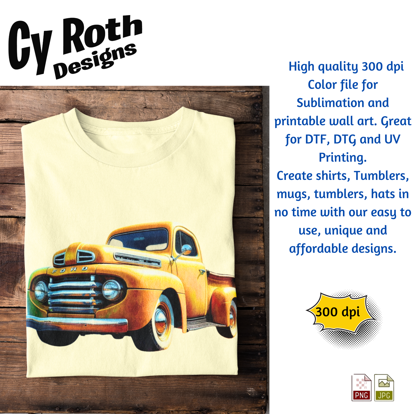 T-shirt with 1950 Ford Truck sublimation design