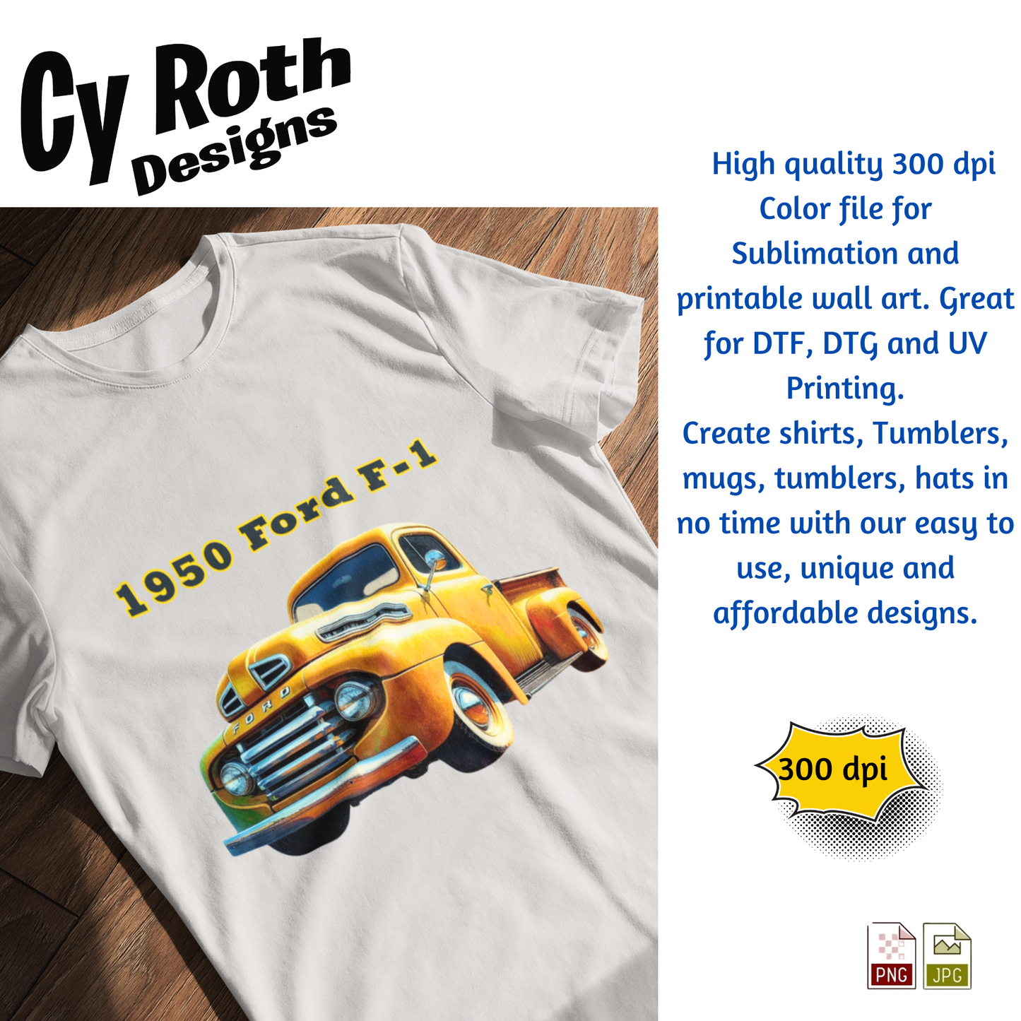 T-shirt featuring 1950 Ford Truck sublimation artwork