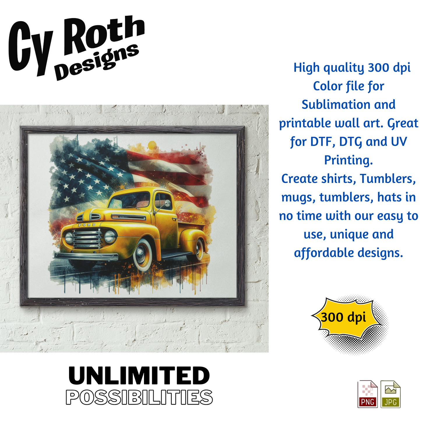 Framed artwork of 1950 Ford Truck 