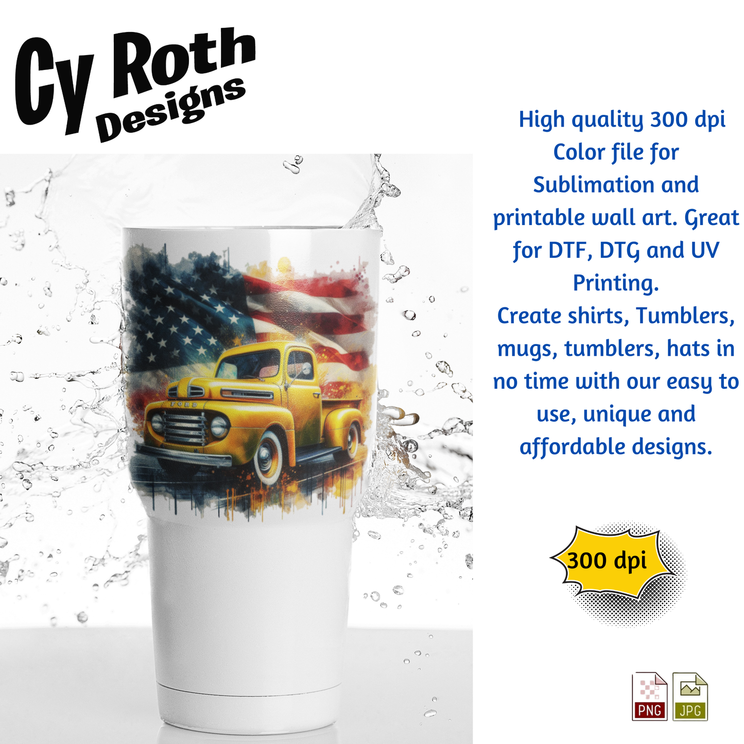 Large tumbler featuring a 1950 Ford Truck Sublimation Design