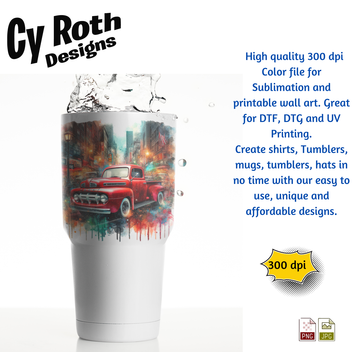 Large tumbler with image of a 1952 Ford Truck