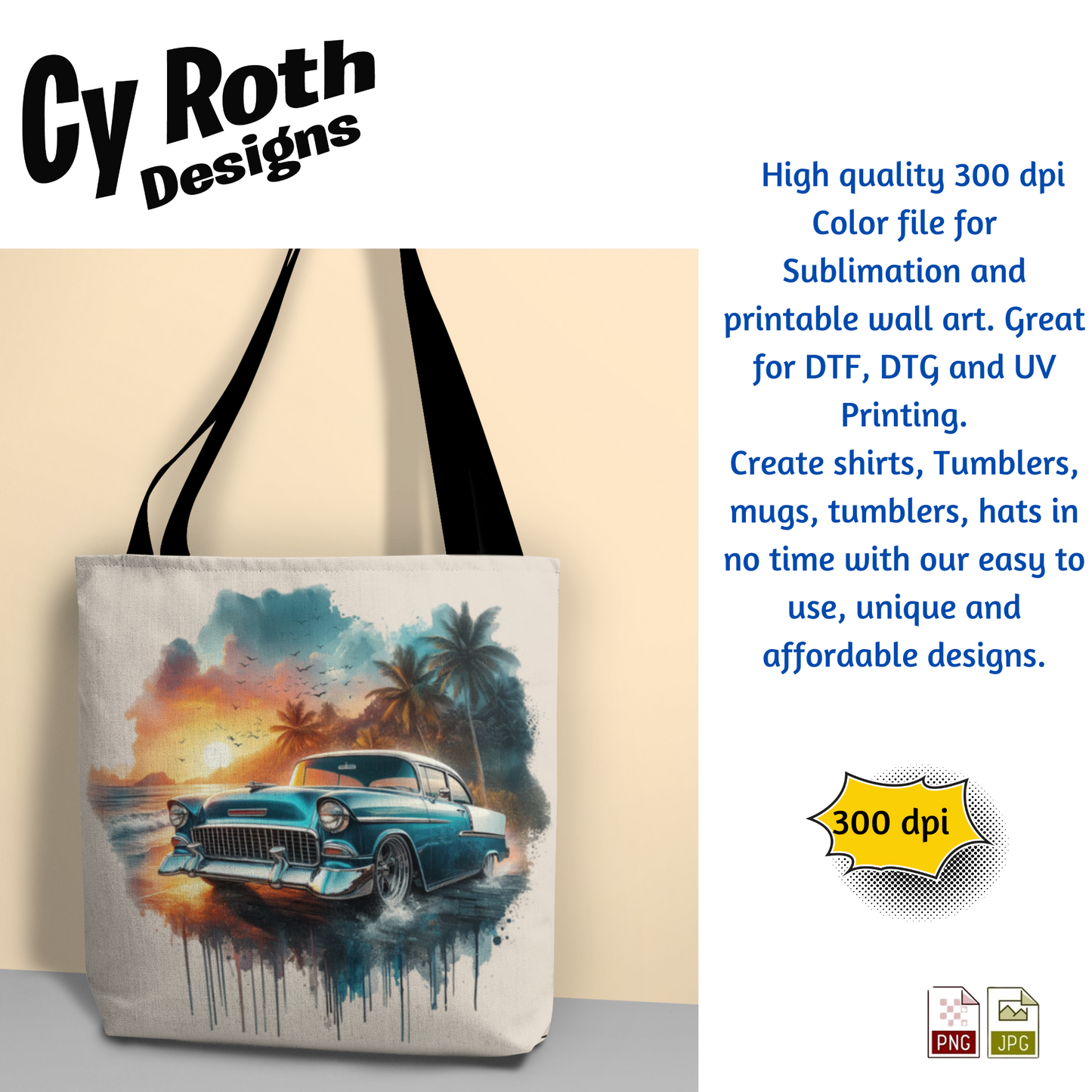 1955 Chevy Bel Air Sublimation Wall Art 20oz skinny Tumbler PNG JPG file, shirt PNG, Junk Journal image