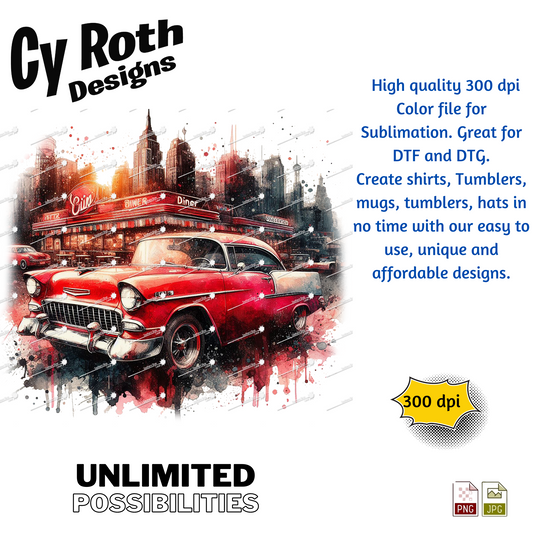 1955 Chevy Bel Air Sublimation PNG JPG file, Wall Art 20oz skinny Tumbler, shirt PNG, Junk Journal image