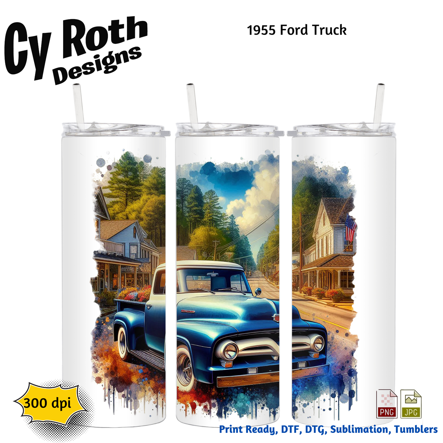 20 oz tumbler with 1955 Ford Truck Sublimation Design