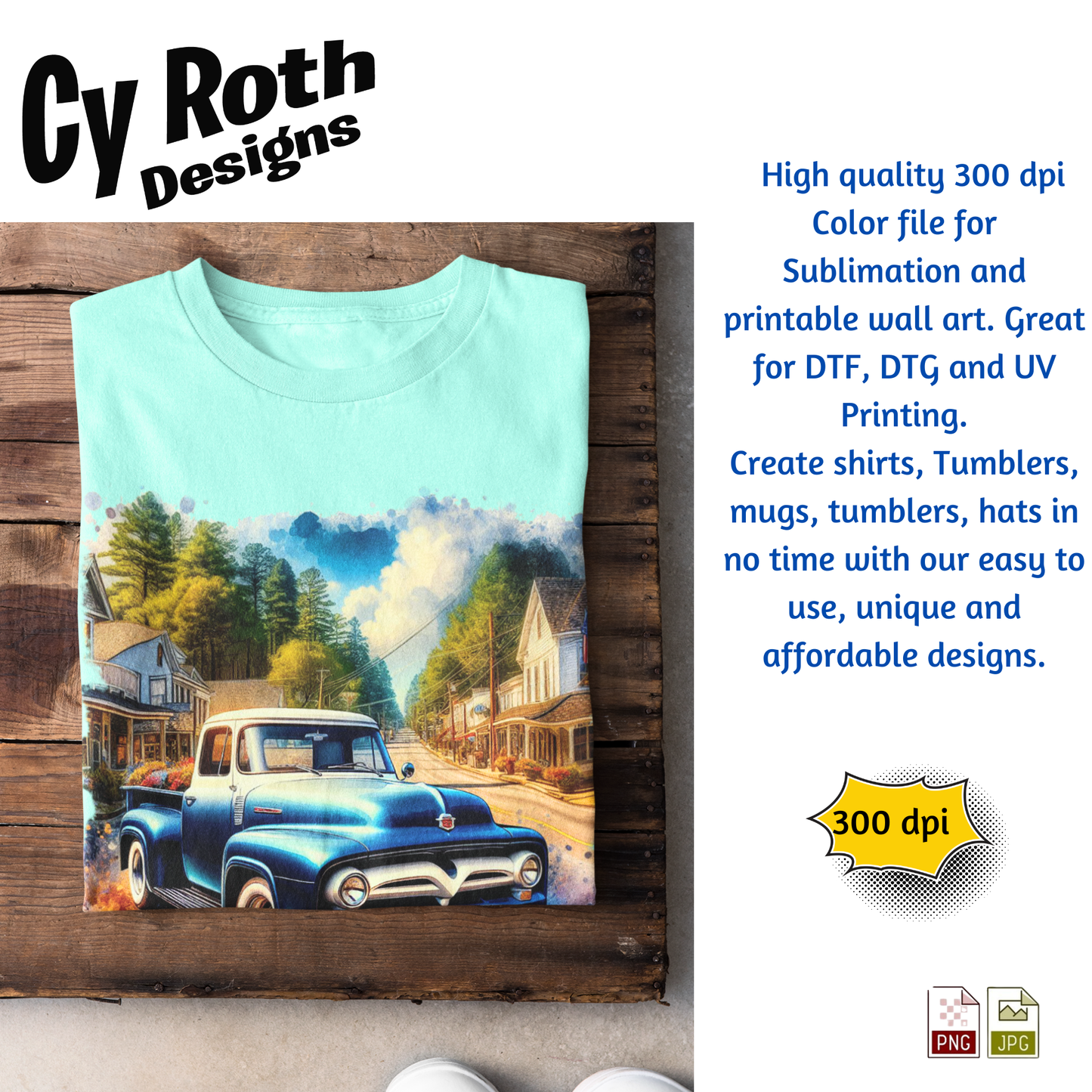 T-shirt with 1955 Ford Truck Sublimation Design