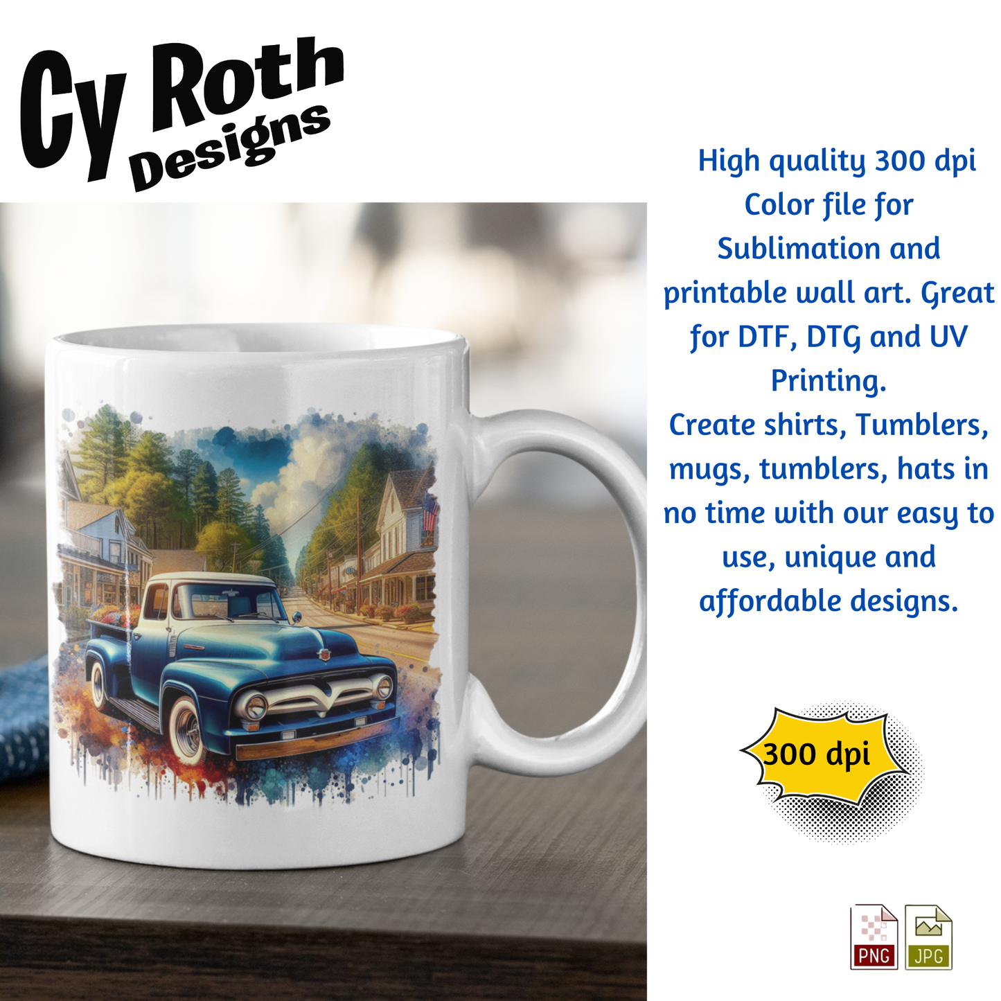 Coffee mug with 1955 Ford Truck Sublimation Design