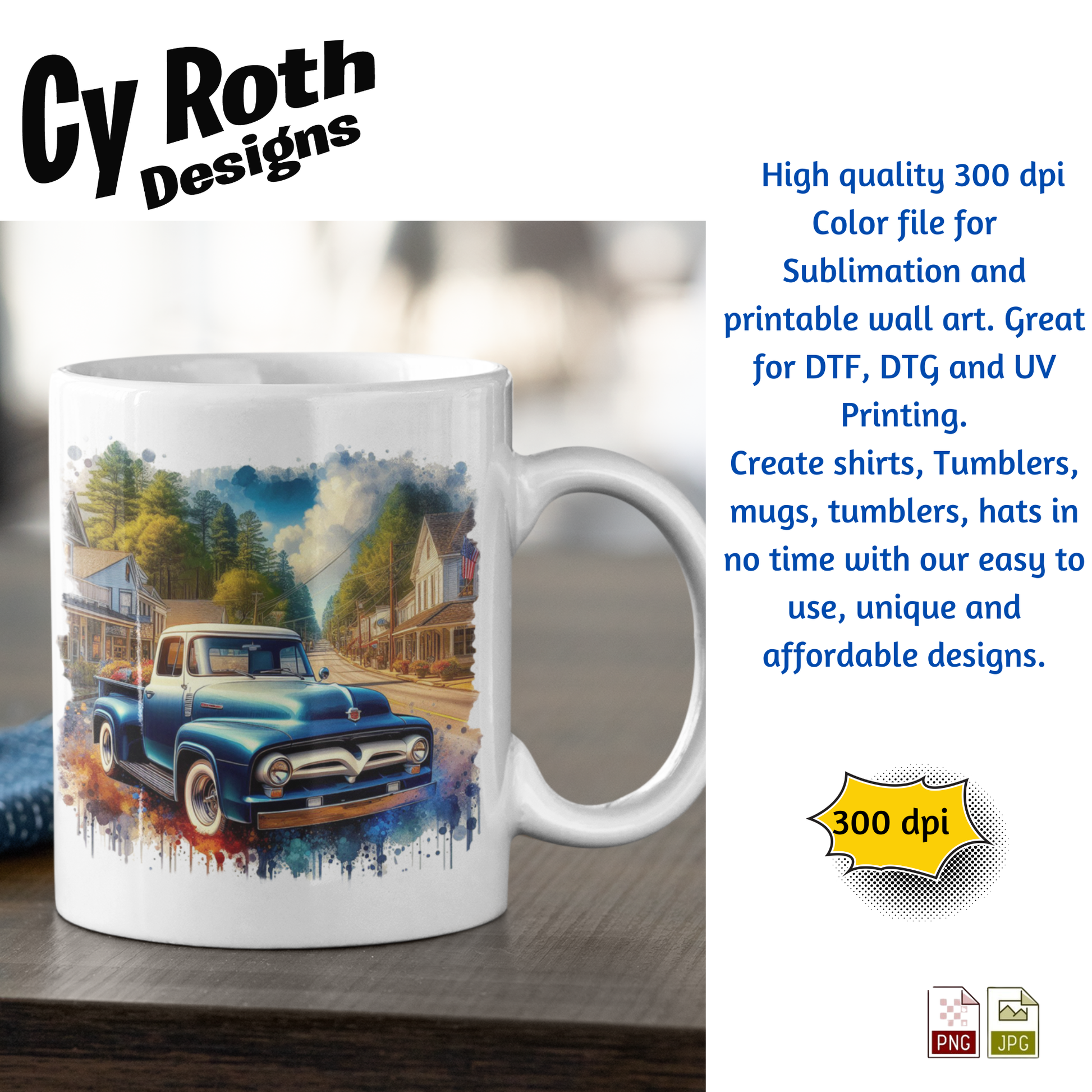 Coffee mug with 1955 Ford Truck Sublimation Design