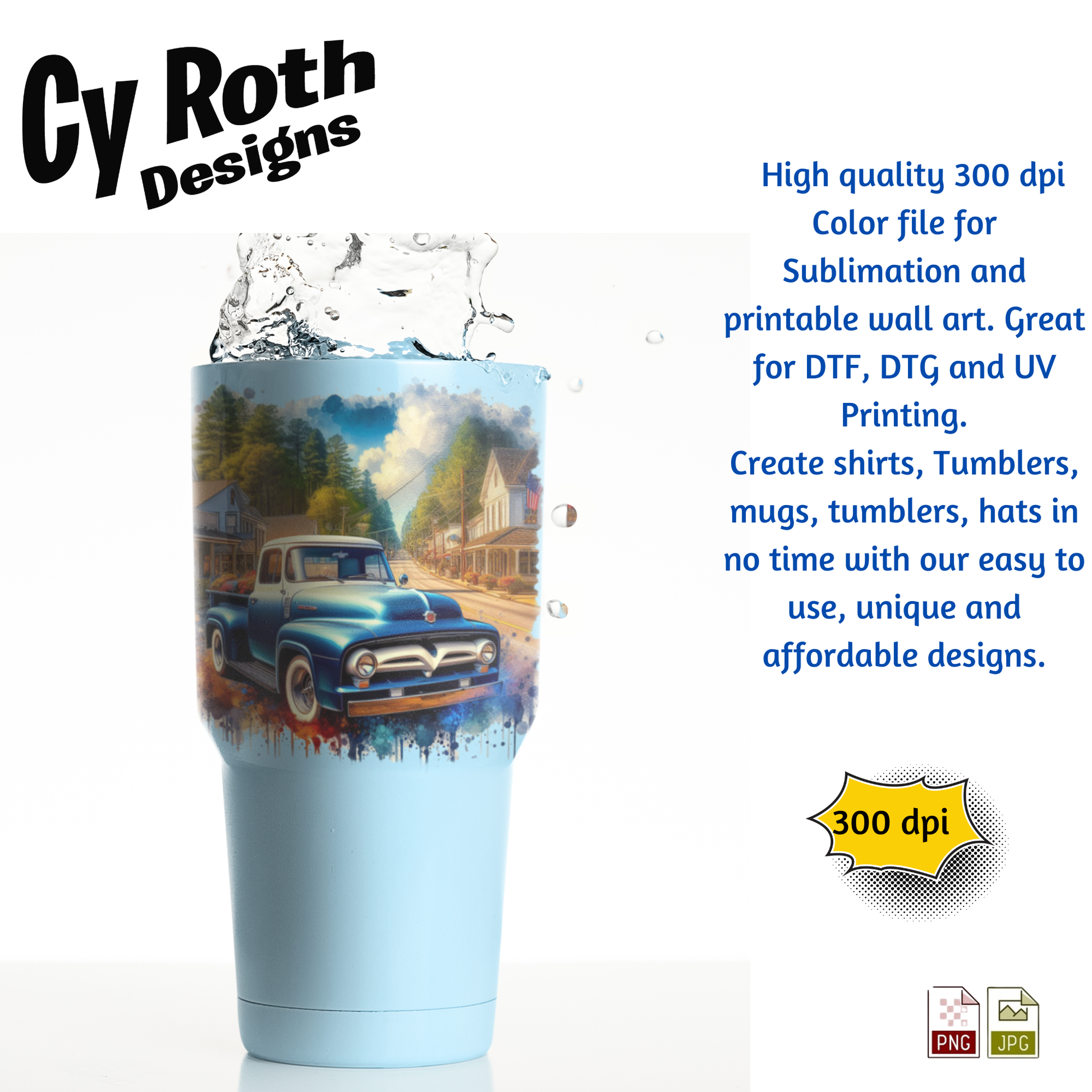 Large tumber featuring 1955 Ford Truck Sublimation artwork