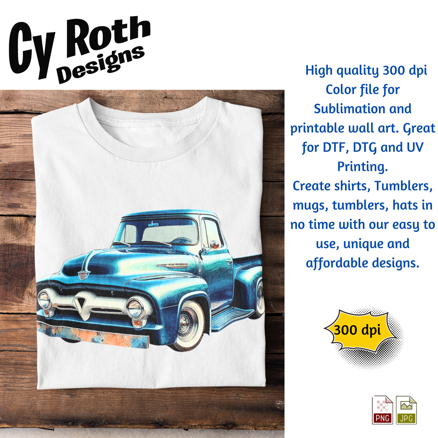 T-shirt with 1955 Ford Truck Sublimation Design