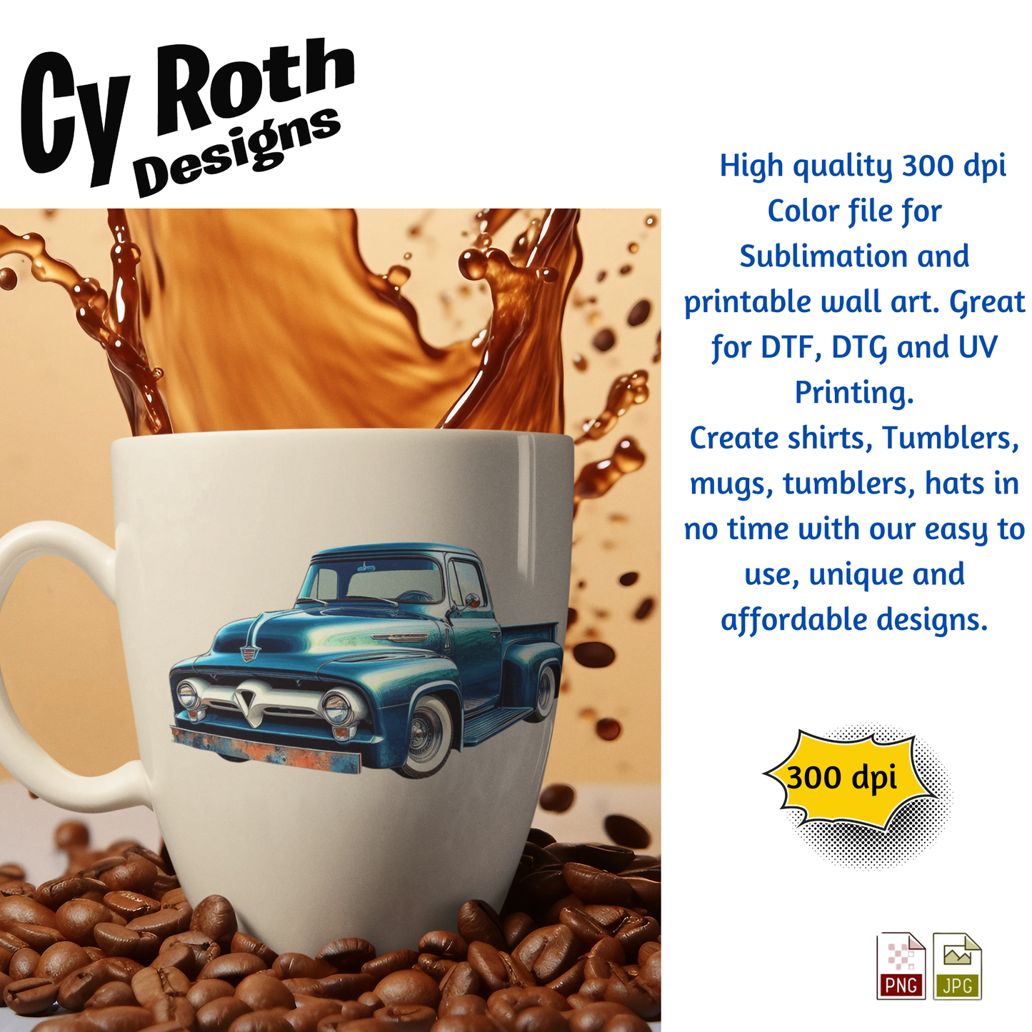 Coffee mug with 1955 Ford Truck Sublimation Design