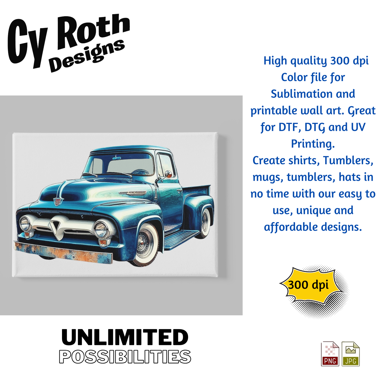 Cavas with 1955 Ford Truck Artwork by CyRoth Designs