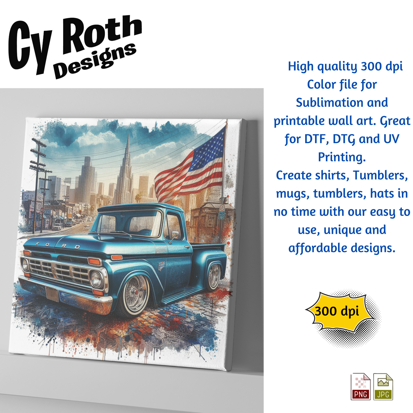 1966 Ford Low Rider Sublimation PNG JPG file, Wall Art 20oz skinny Tumbler, shirt PNG, Junk Journal image