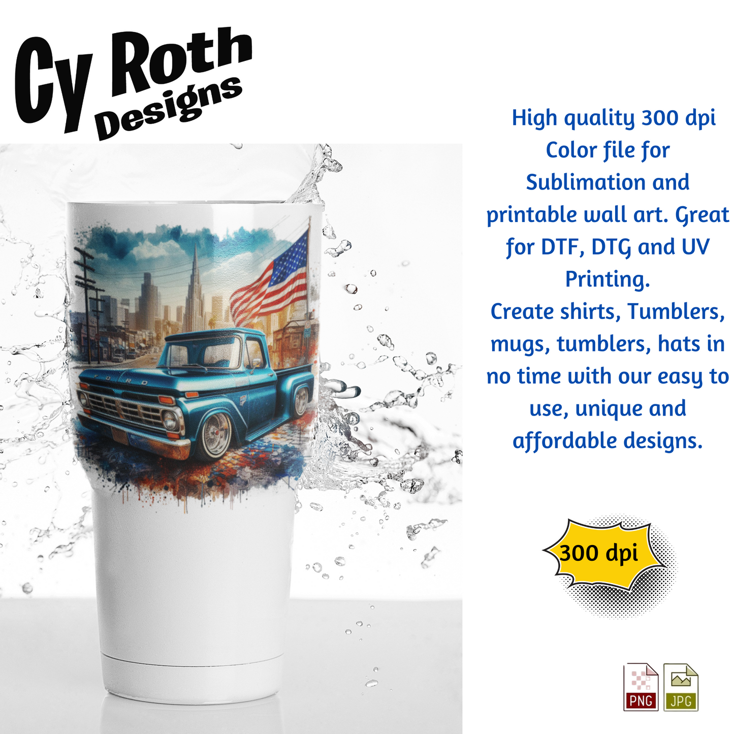 1966 Ford Low Rider Sublimation PNG JPG file, Wall Art 20oz skinny Tumbler, shirt PNG, Junk Journal image