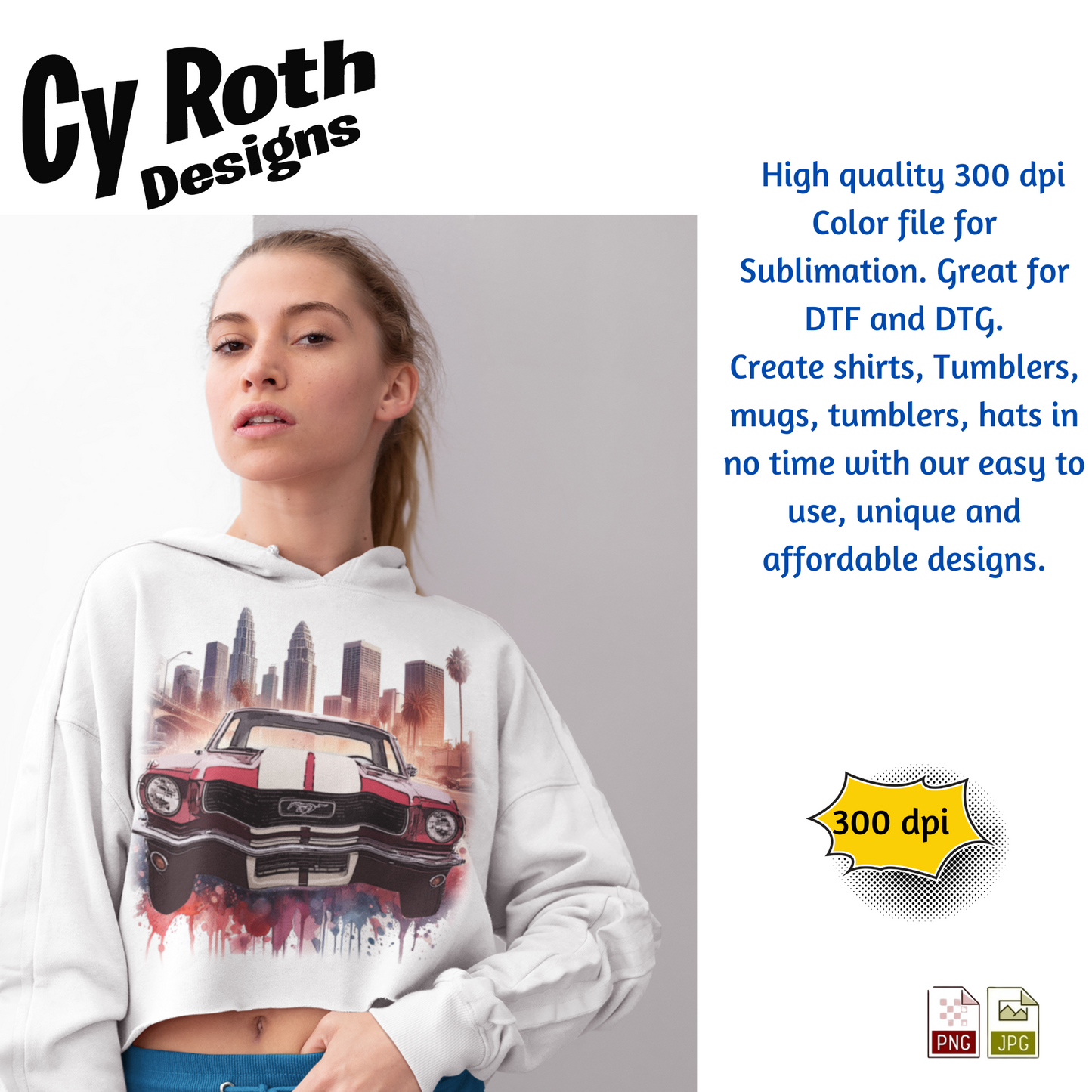 1966 Mustang Sublimation PNG JPG file, Wall Art 20oz skinny Tumbler, shirt PNG, Junk Journal image