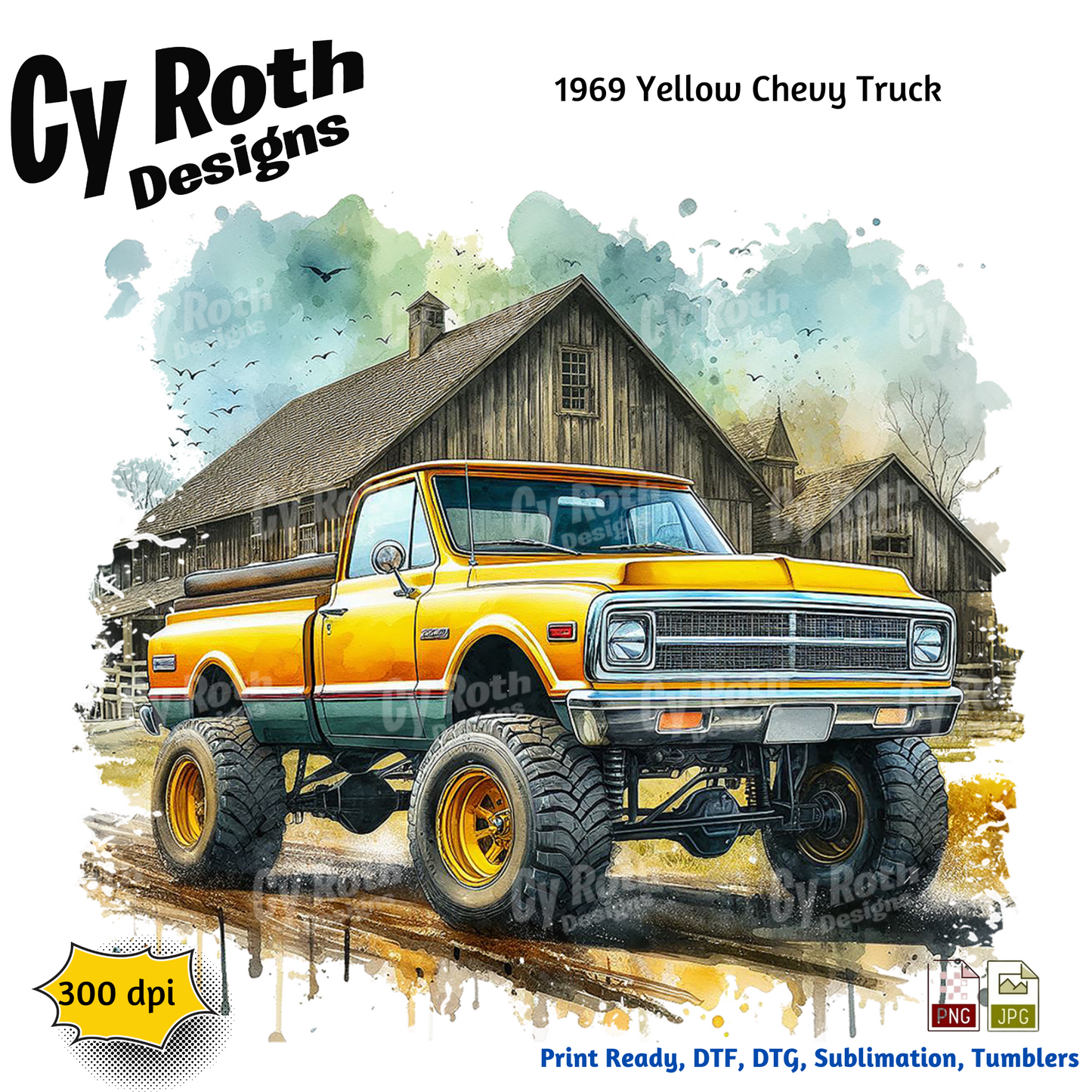 1969 Chevy Truck Sublimation Wall Art 20oz skinny Tumbler PNG JPG file, shirt PNG, Junk Journal image