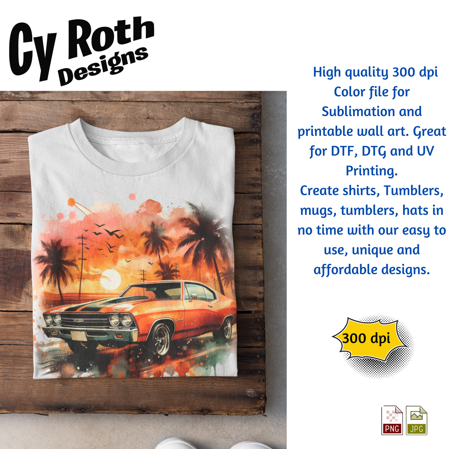 1970 Chevelle Sublimation PNG JPG file, Wall Art 20oz skinny Tumbler, shirt PNG, Junk Journal image