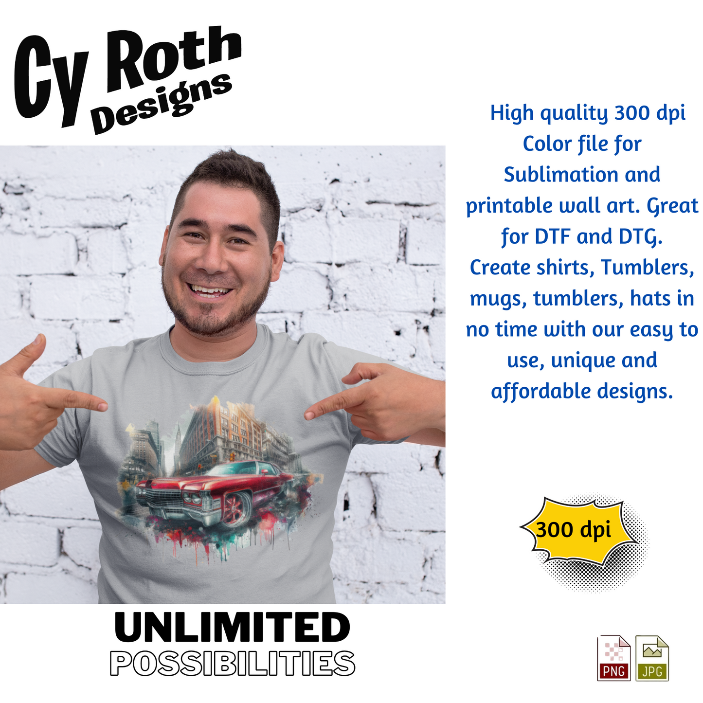 1972 Cadillac Low Rider Sublimation PNG JPG file, Wall Art 20oz skinny Tumbler, shirt PNG, Junk Journal image