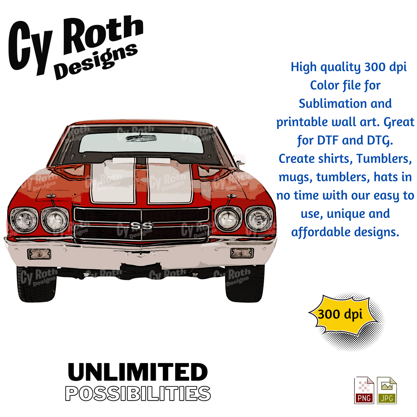 1972 Chevelle Sublimation Wall Art 20oz skinny Tumbler PNG JPG file, shirt PNG, Junk Journal image