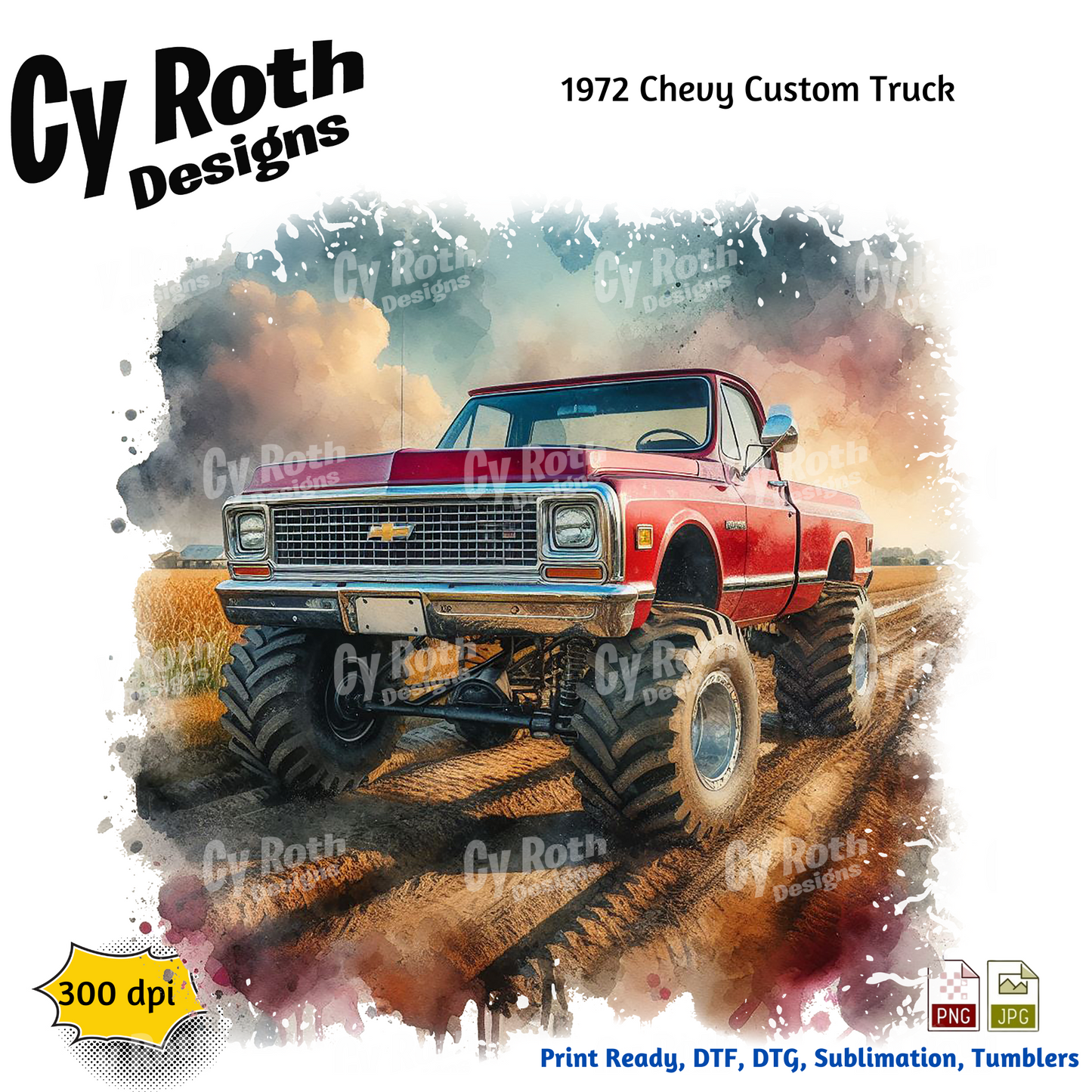 1972 Chevy Truck Sublimation PNG JPG file, Wall Art 20oz skinny Tumbler, shirt PNG, Junk Journal image