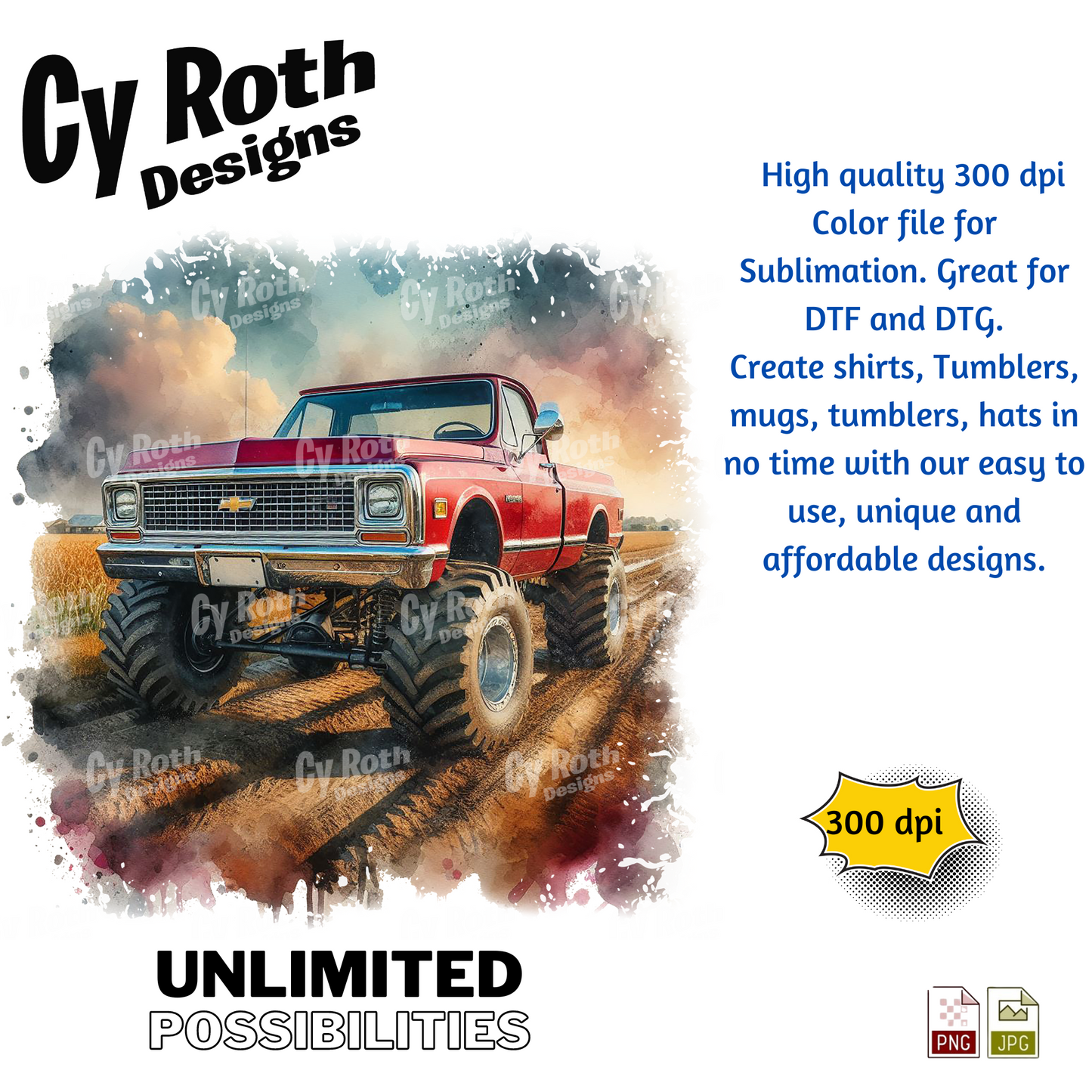 1972 Chevy Truck Sublimation PNG JPG file, Wall Art 20oz skinny Tumbler, shirt PNG, Junk Journal image