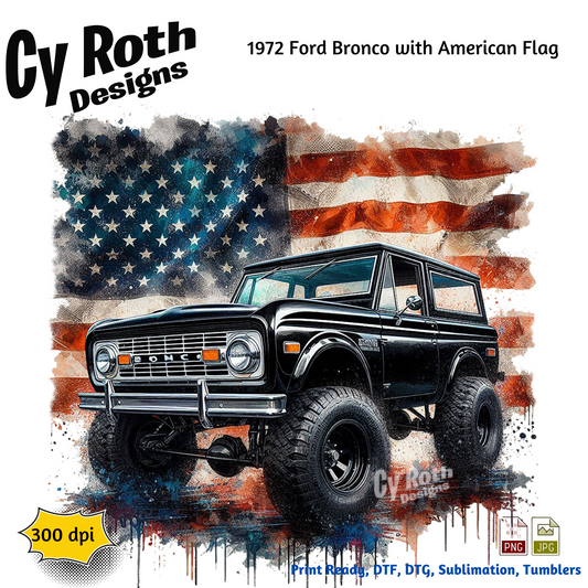 1972 Ford Bronco with American flag design by Cy Roth Designs