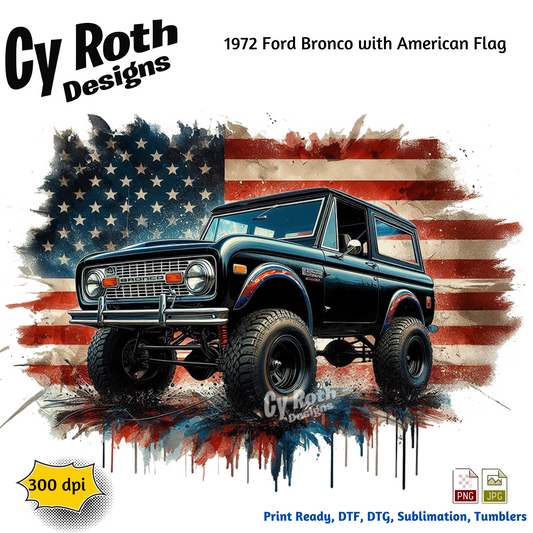 1972 Ford Bronco with American flag design by Cy Roth Designs