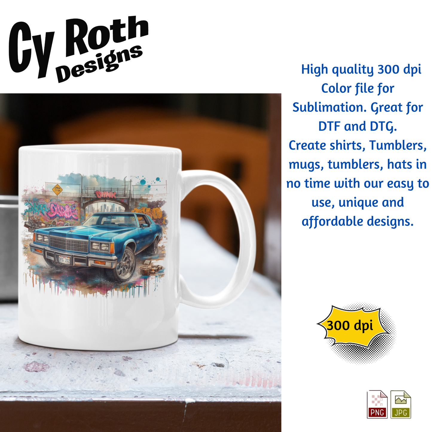 1975 Chevy Caprice Sublimation Wall Art 20oz skinny Tumbler PNG JPG file, shirt PNG, Junk Journal image