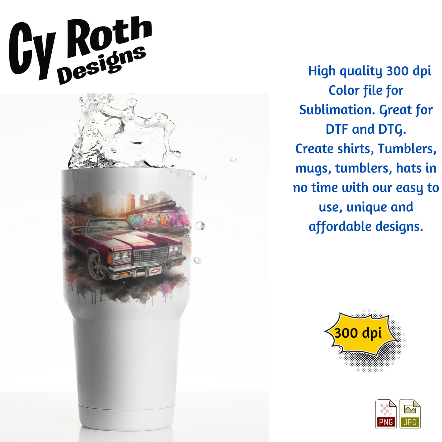 1975 Chevy Caprice Sublimation PNG JPG file, Wall Art 20oz skinny Tumbler, shirt PNG, Junk Journal image