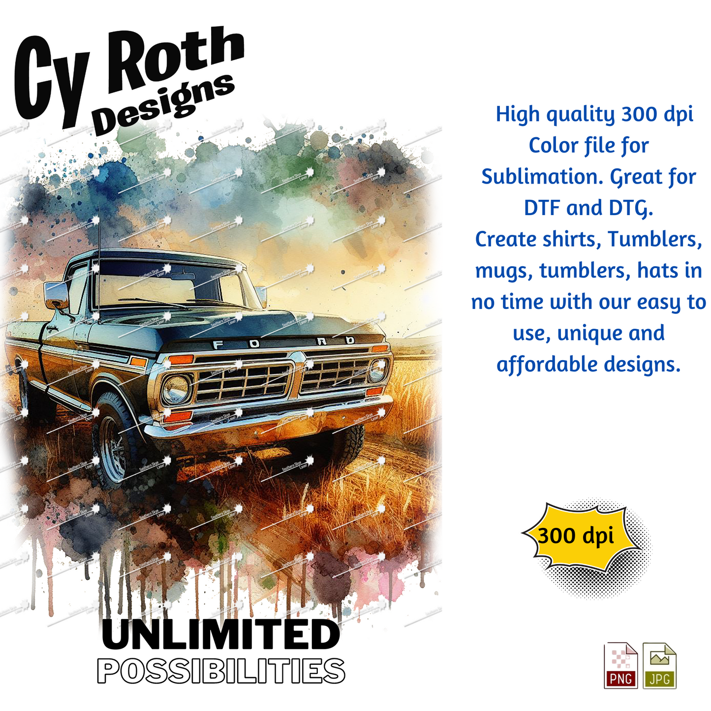 1976 Ford F-150 Sublimation PNG JPG file, Wall Art 20oz skinny Tumbler, shirt PNG, Junk Journal image