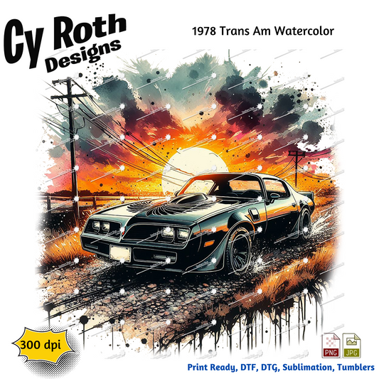 1978 Trans Am Sublimation PNG JPG file, Wall Art 20oz skinny Tumbler, shirt PNG, Junk Journal image