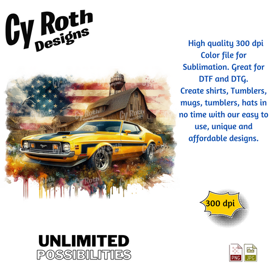1979 Mustang Sublimation PNG JPG file, Wall Art 20oz skinny Tumbler, shirt PNG, Junk Journal image