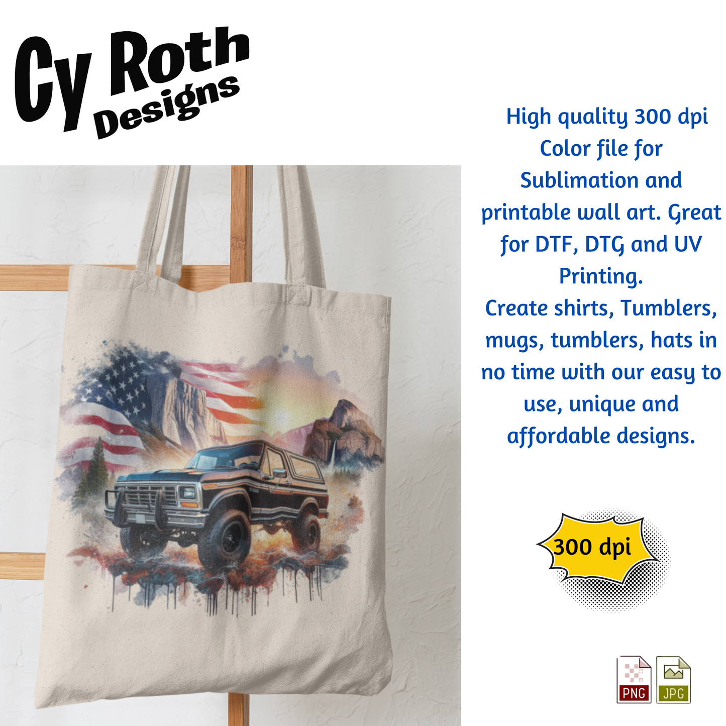 1985 Ford Bronco Sublimation Wall Art 20oz skinny Tumbler PNG JPG file, shirt PNG, Junk Journal image