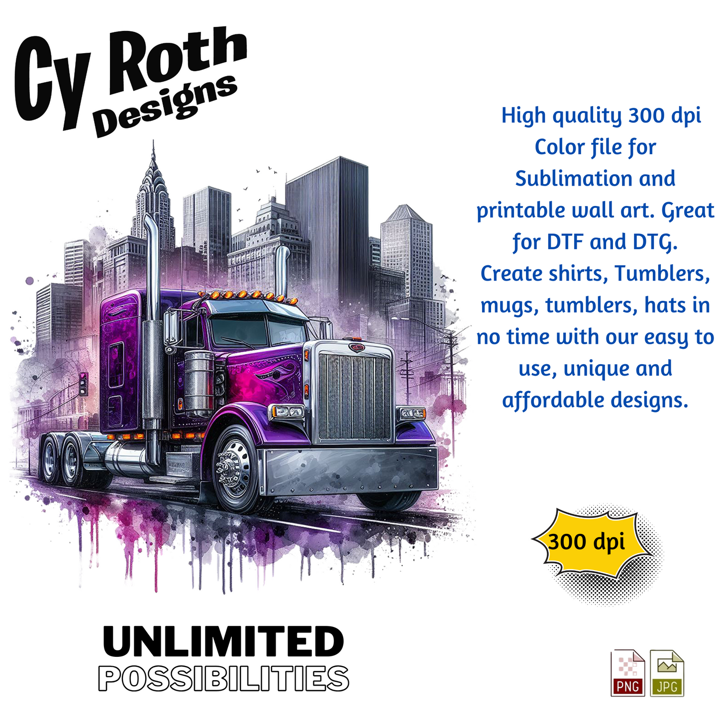 1992 Peterbilt Sublimation PNG JPG file, Wall Art 20oz skinny Tumbler, shirt PNG, Junk Journal image