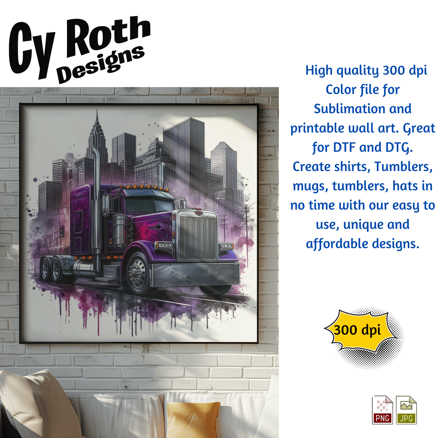 1992 Peterbilt Sublimation PNG JPG file, Wall Art 20oz skinny Tumbler, shirt PNG, Junk Journal image