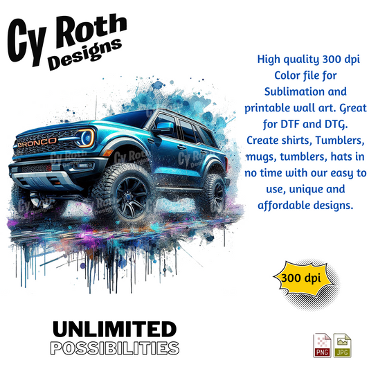 2023 Ford Bronco Sublimation PNG JPG file, Wall Art 20oz skinny Tumbler, shirt PNG, Junk Journal image