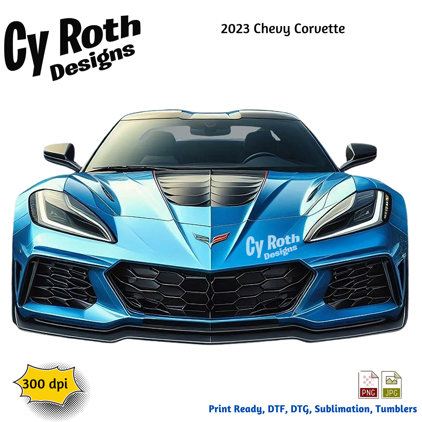 2023 Chevy Corvette sublimation design for tumblers, T-Shirts, Wall Art (PNG, SVG Digital Download).