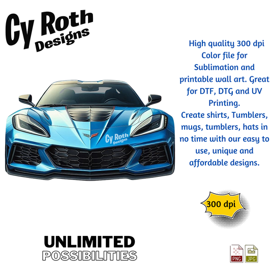2023 Chevy Corvette sublimation design for tumblers, T-Shirts, Wall Art (PNG, SVG Digital Download).