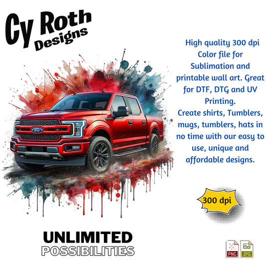 2023 Ford F-150 Sublimation Wall Art 20oz skinny Tumbler PNG JPG file, shirt PNG, Junk Journal image