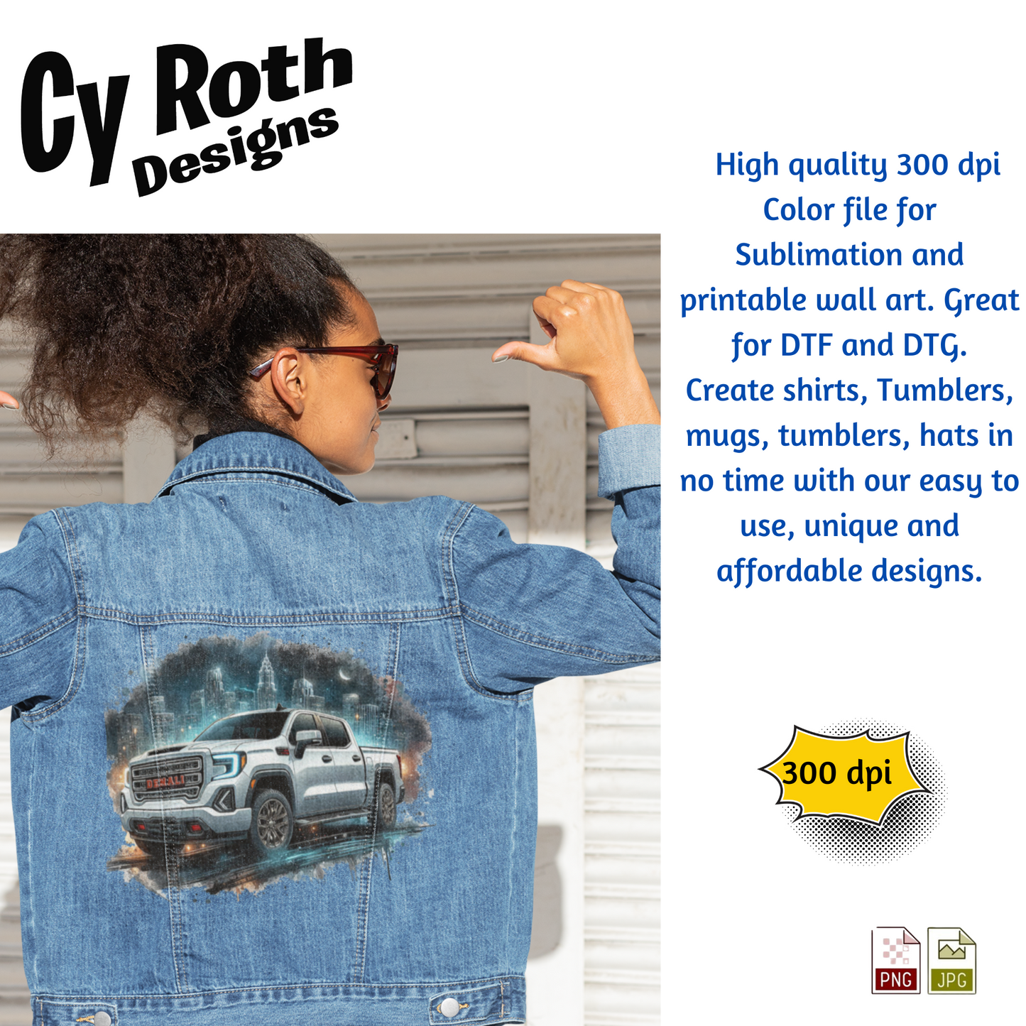 2023 GMC Denali Sublimation PNG JPG file, Wall Art 20oz skinny Tumbler, shirt PNG, Junk Journal image