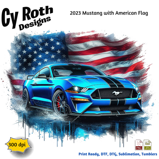 2023 Mustang Sublimation Wall Art 20oz skinny Tumbler PNG JPG file, shirt PNG, Junk Journal image