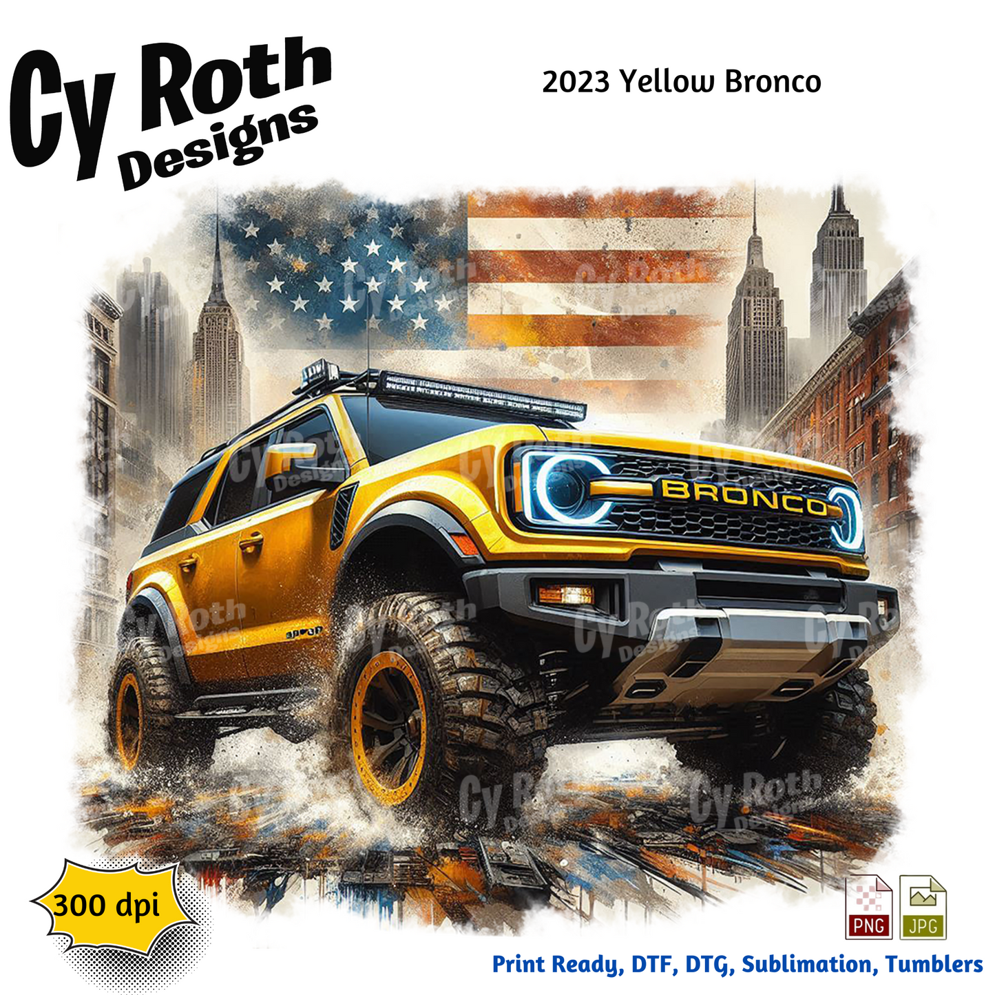 2023 Bronco Sublimation Wall Art 20oz skinny Tumbler PNG JPG file, shirt PNG, Junk Journal image