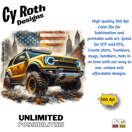 2023 Bronco Sublimation Wall Art 20oz skinny Tumbler PNG JPG file, shirt PNG, Junk Journal image
