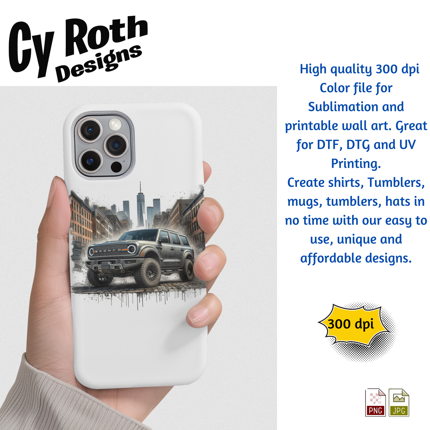 Ford Bronco Sublimation Wall Art 20oz skinny Tumbler PNG JPG file, shirt PNG, Junk Journal image