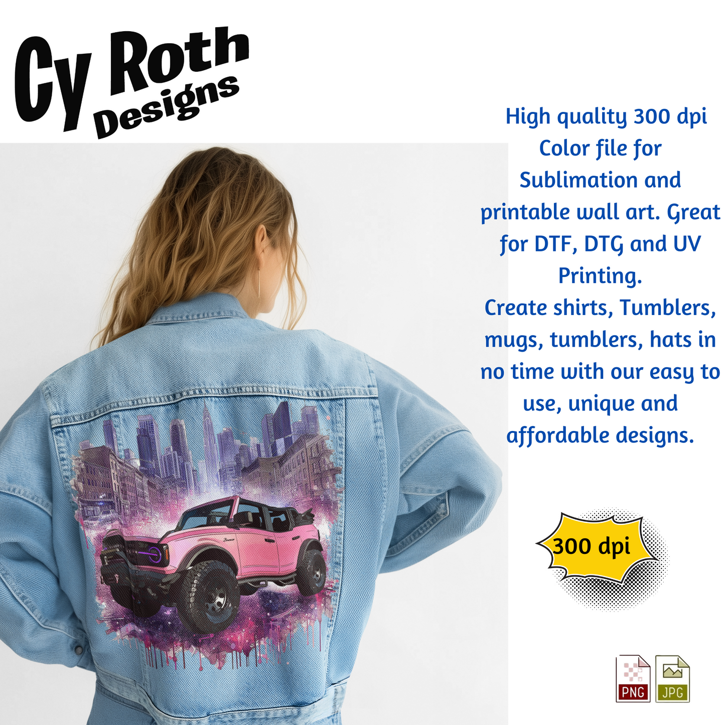 2024 Bronco Sublimation Wall Art 20oz skinny Tumbler PNG JPG file, shirt PNG, Junk Journal image