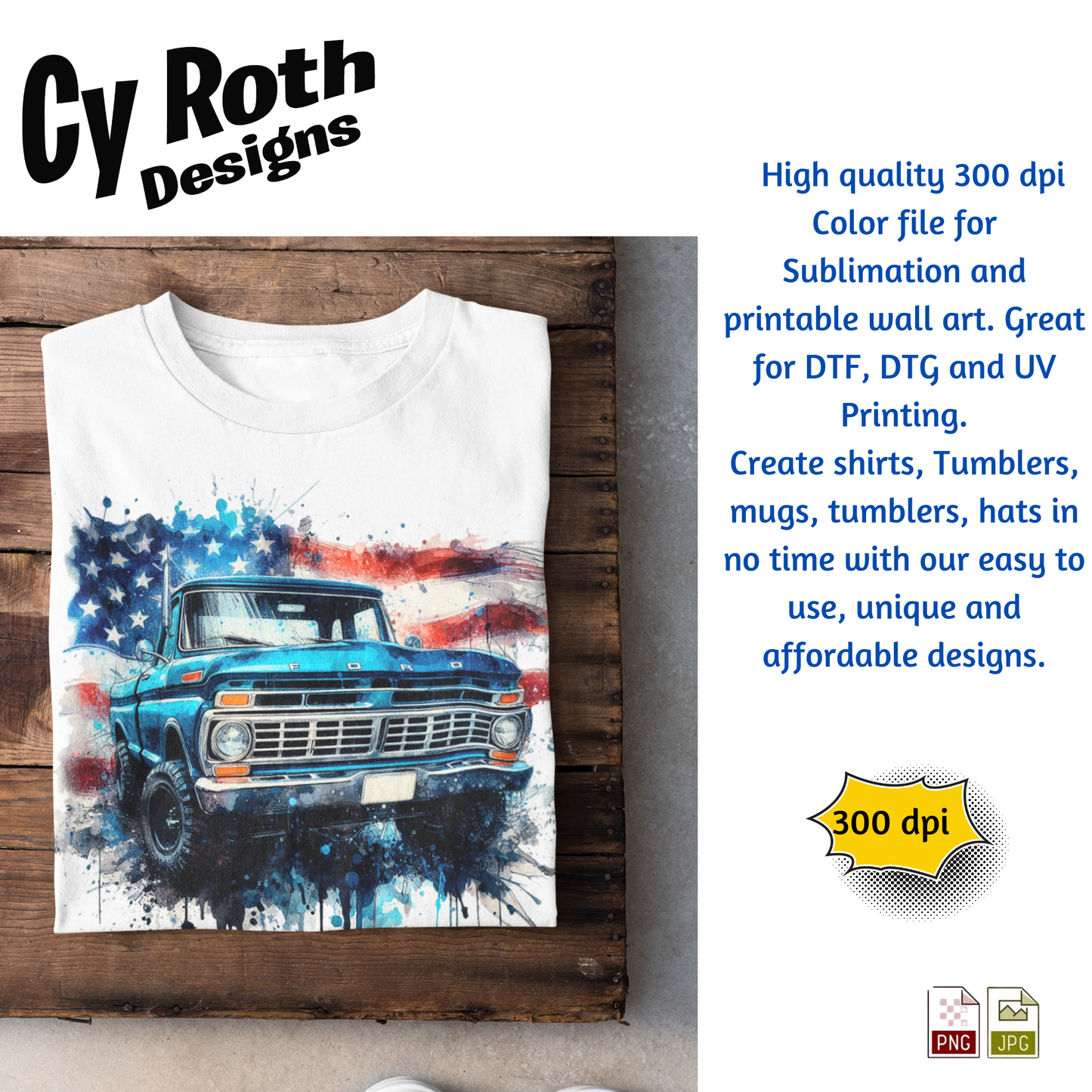 Ford F-150 Sublimation Wall Art 20oz skinny Tumbler PNG JPG file, shirt PNG, Junk Journal image